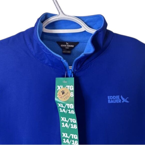 Eddie Bauer kids' two-tone blue zip-up fleece jacket size XL NWT - Picture 3 of 8